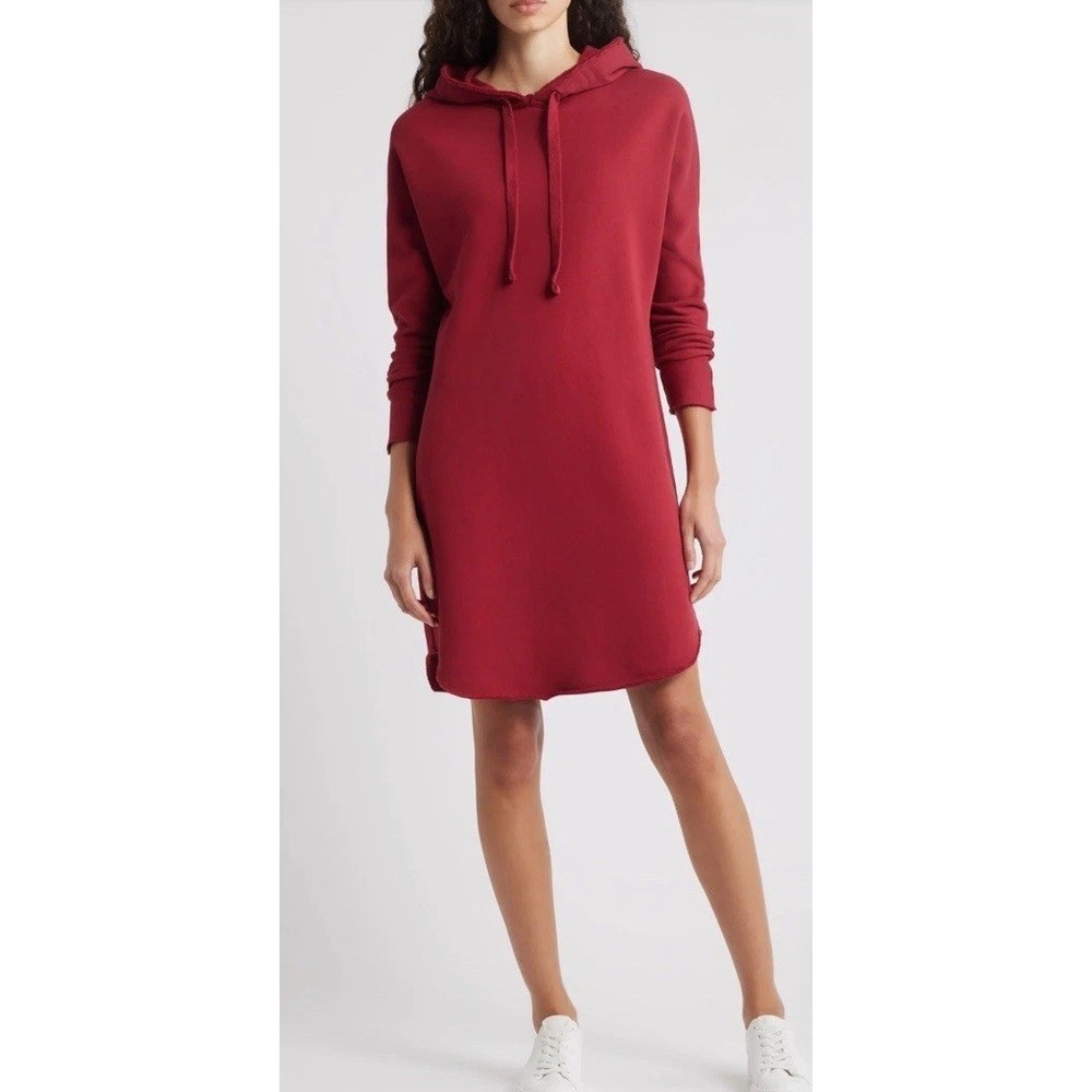 Frank & Eileen Women's S Mini James Hooded Triple Fleece Dress Garnet Red